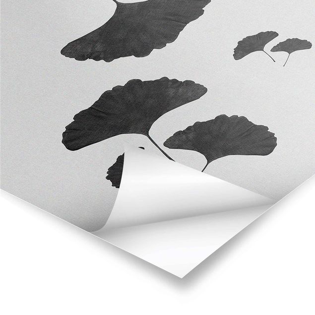 Poster - Ginkgo Komposition in Schwarz-Weiß - Hochformat 2:3