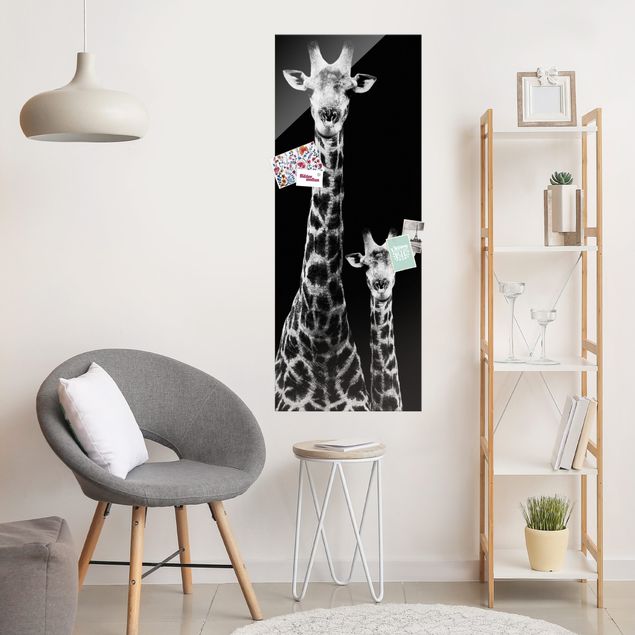 Wandbilder Tiere Giraffen Duo schwarz-weiss