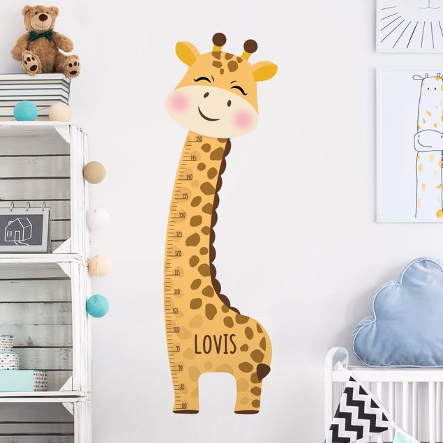 Kindermesslatte Wandtattoo - Giraffen Junge mit Wunschname