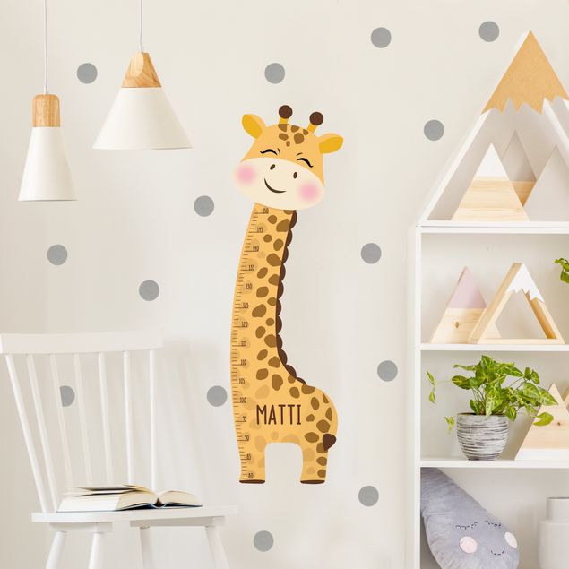Kindermesslatte Wandtattoo - Giraffen Junge mit Wunschname
