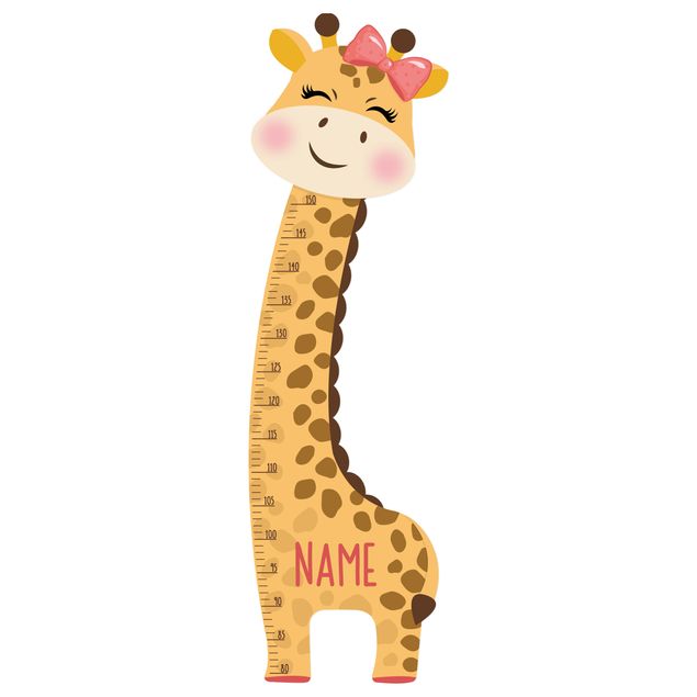 Wandtattoo Messlatte Giraffen Mädchen mit Wunschname