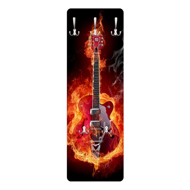 Garderobe - Gitarre in Flammen - Rot
