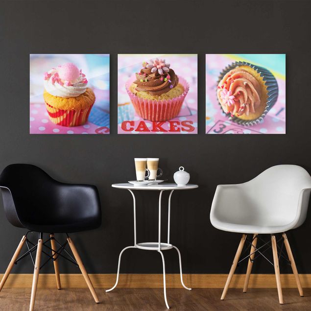 Wandbilder Bunte Cupcakes