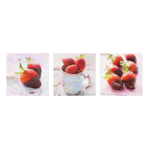 Bilder auf Glas Erdbeeren im Schokomantel Vintage