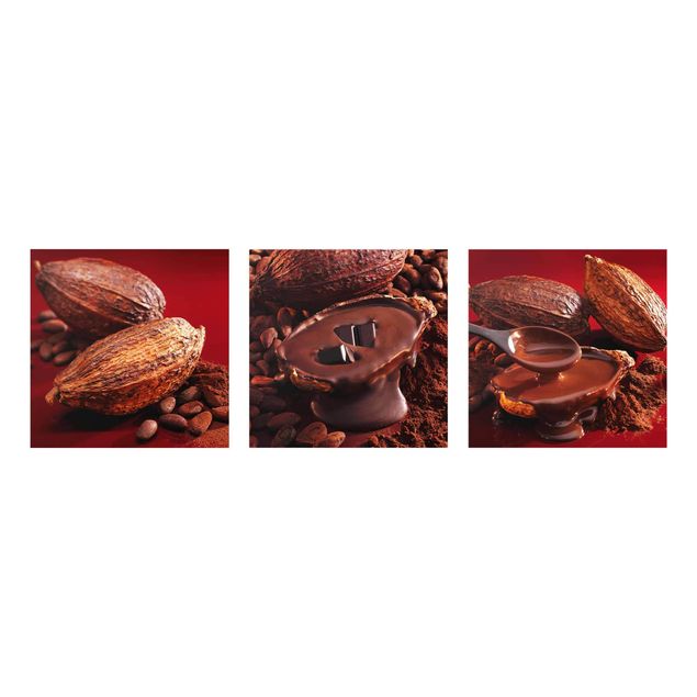 Glasbild - Kakaobohnen 3-teilig
