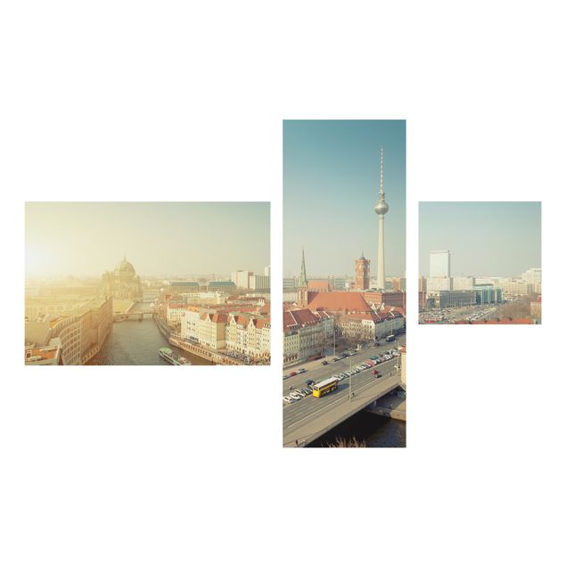 Glasbild mehrteilig - Berlin am Morgen Collage 3-teilig