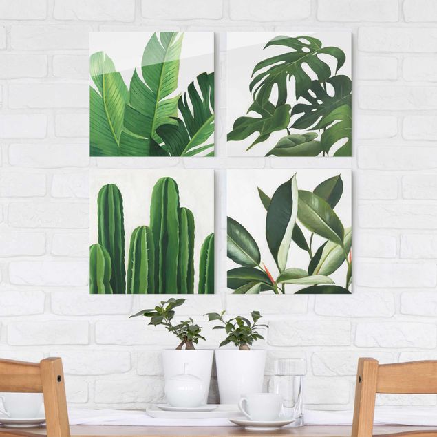 Wandbilder Glas XXL Lieblingspflanzen Tropical Set I