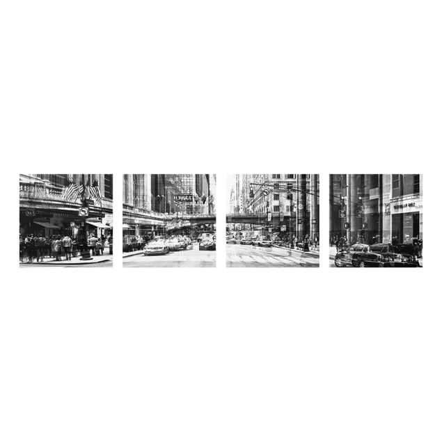 Glasbilder Skyline NYC Urban schwarz-weiss