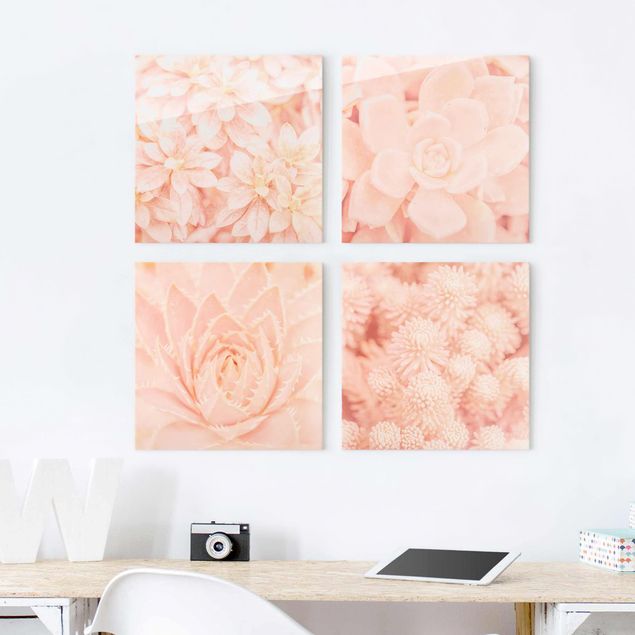 Wandbilder Glas XXL Rosa Blütenzauber