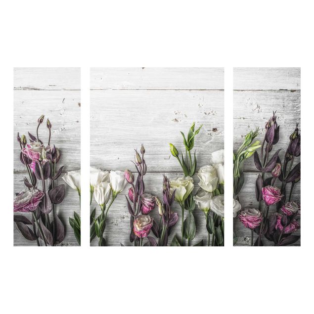 Glasbilder Natur Tulpen-Rose Shabby Holzoptik