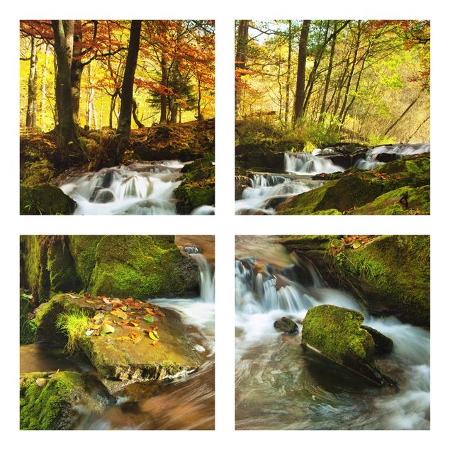Bilder für die Wand Wasserfall herbstlicher Wald