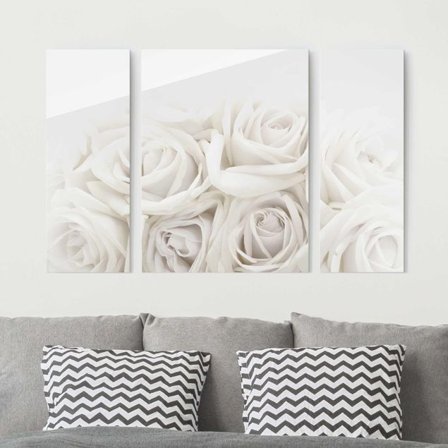 Glasbild Rose Weiße Rosen