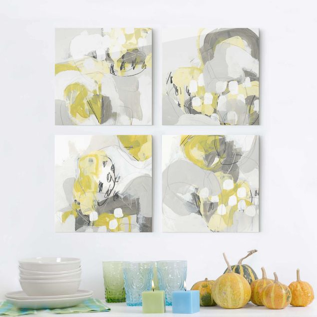 Wandbilder abstrakt Zitronen im Nebel Set II