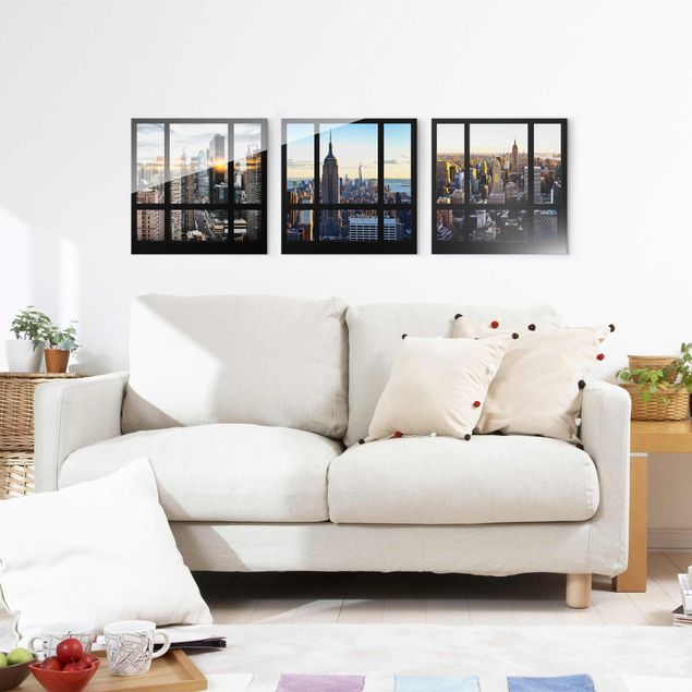 Glasbild Skyline Fensterblicke über New York