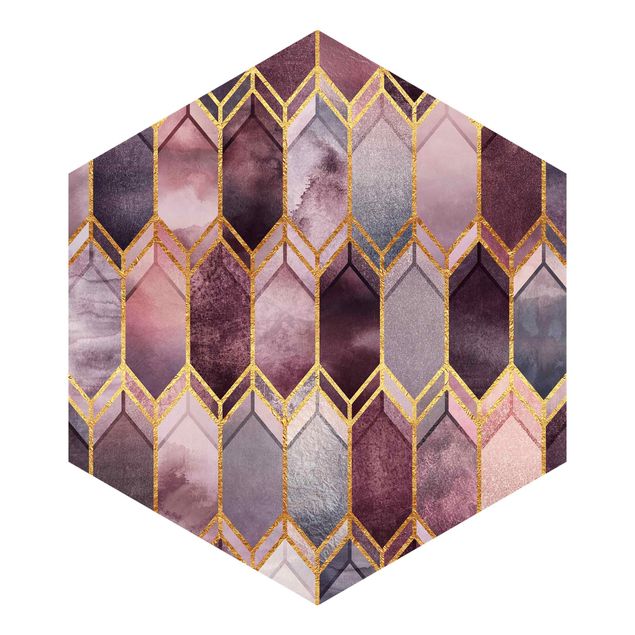 Tapeten mit Muster Glasmalerei geometrisch Rosé Gold