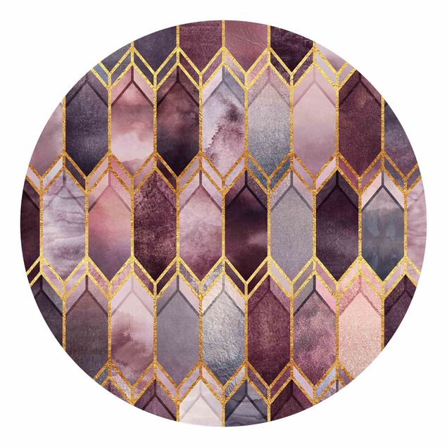 Geometrische Muster Tapete Glasmalerei geometrisch Rosé Gold