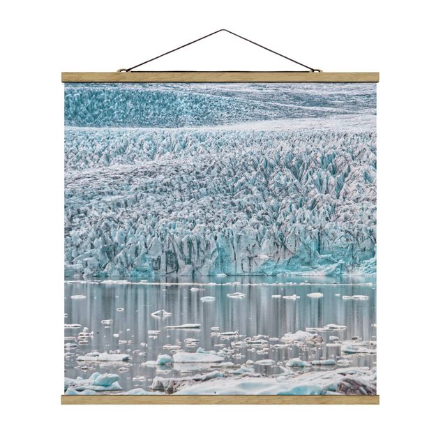 Stoffbild mit Posterleisten - Gletscher auf Island - Quadrat 1:1