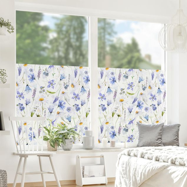 Fensterfolie Wohnzimmer Glockenblumenwiese