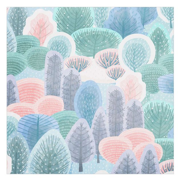 Selbstklebende Fensterbilder Glücklicher Wald in Pastell