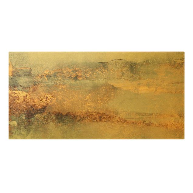 Leinwand Kunstdruck Gold-Grauer Nebel