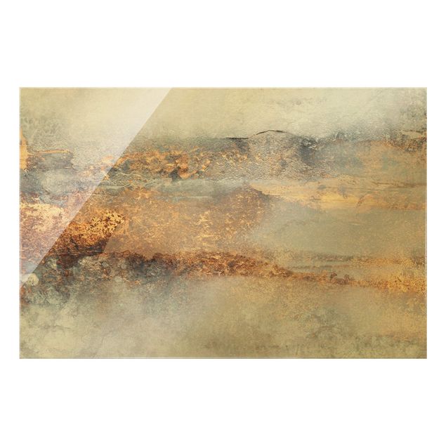 Wandbilder Gold-Grauer Nebel