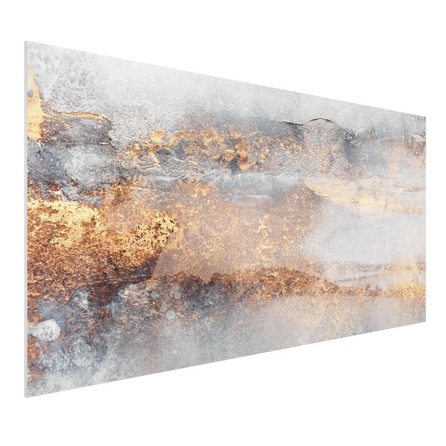Abstrakte Bilder Gold-Grauer Nebel