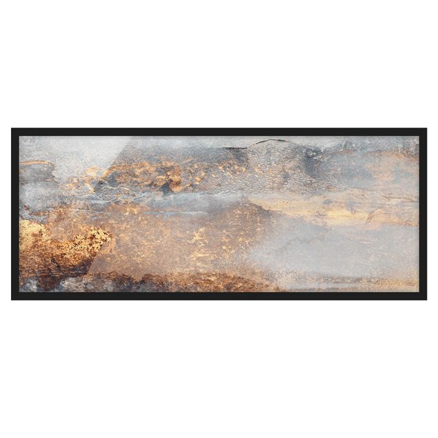 Kunstdrucke mit Rahmen Gold-Grauer Nebel