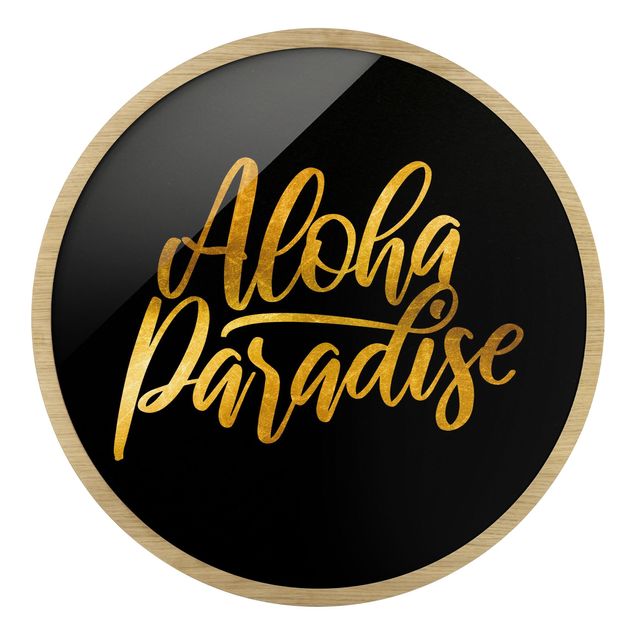 Wandbilder Gold - Aloha Paradise auf Schwarz