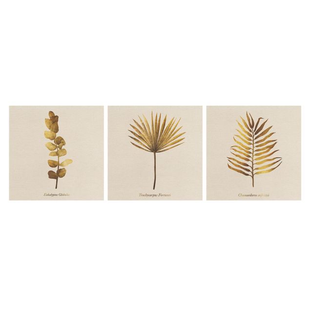 Wandbilder Gold - Tropische Blätter Set I