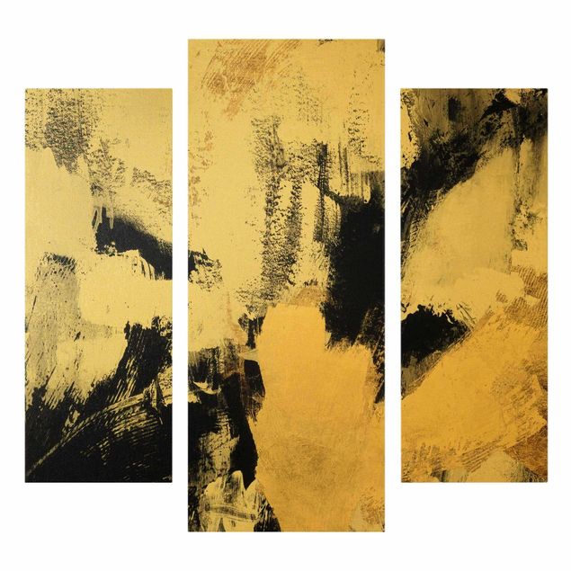 Leinwandbild 3-teilig - Gold Collage