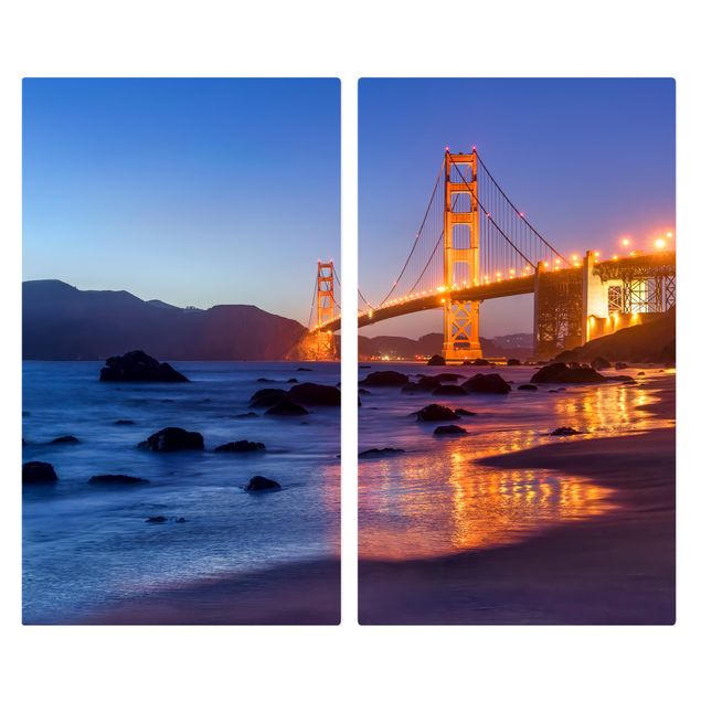 Herdabdeckplatte Glas - Golden Gate Bridge am Abend
