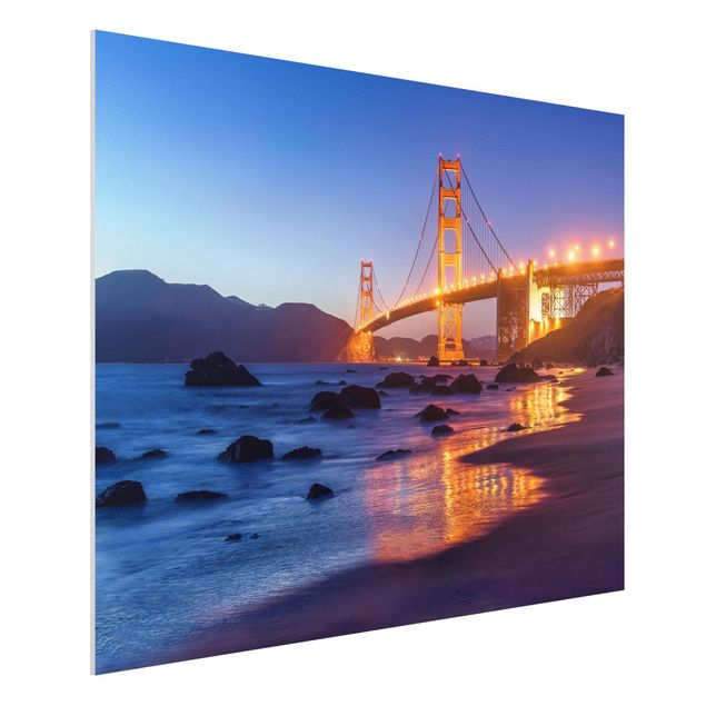 Forex Fine Art Print - Golden Gate Bridge am Abend - Querformat 4:3