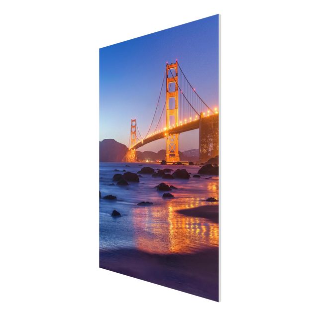 Forex Fine Art Print - Golden Gate Bridge am Abend - Hochformat 2:3