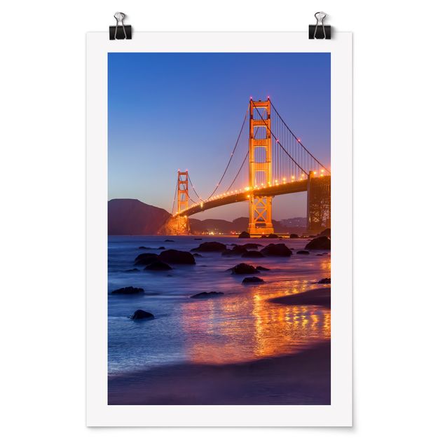 Poster - Golden Gate Bridge am Abend - Hochformat 2:3