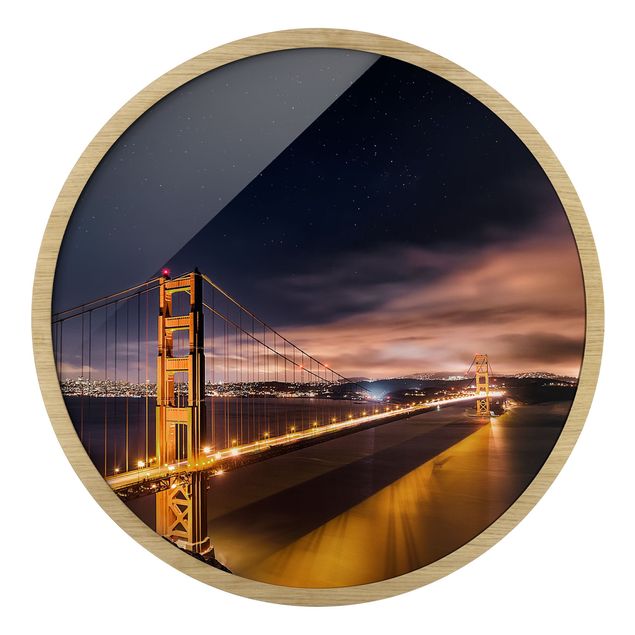 Rundes Gerahmtes Bild - Golden Gate to Stars