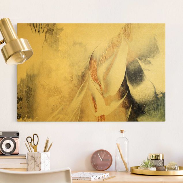 Wandbilder XXL Goldene abstrakte Wintermalerei