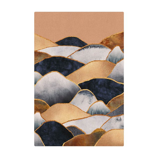 Teppich Esszimmer Goldene Berge Aquarell