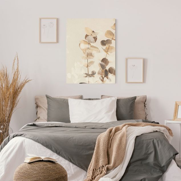 Schöne Wandbilder Goldene Eukalyptuszweige mit Weiß II