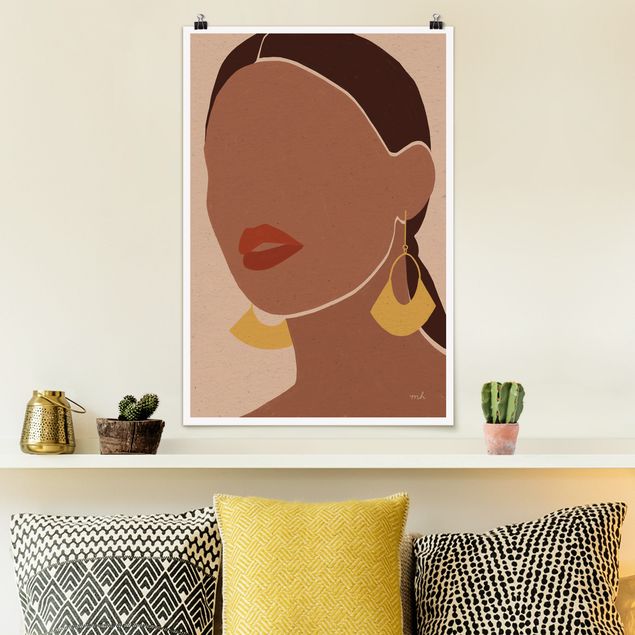 Poster Illustration Goldene Fächer-Ohrringe