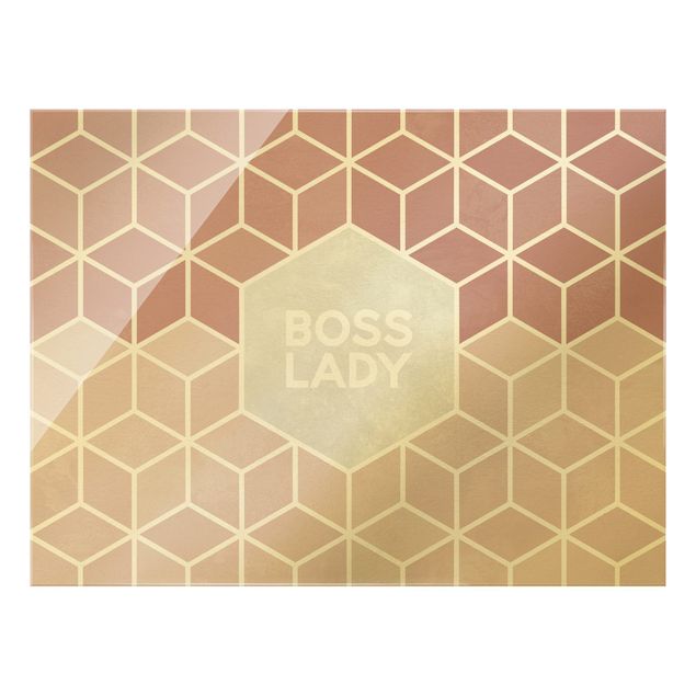 Wandbilder Goldene Geometrie - Boss Lady Sechsecke Rosa