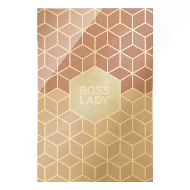 Schöne Wandbilder Goldene Geometrie - Boss Lady Sechsecke Rosa