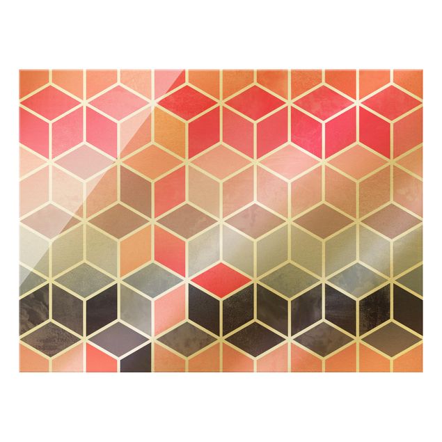 Wandbilder Goldene Geometrie - Buntes Pastell