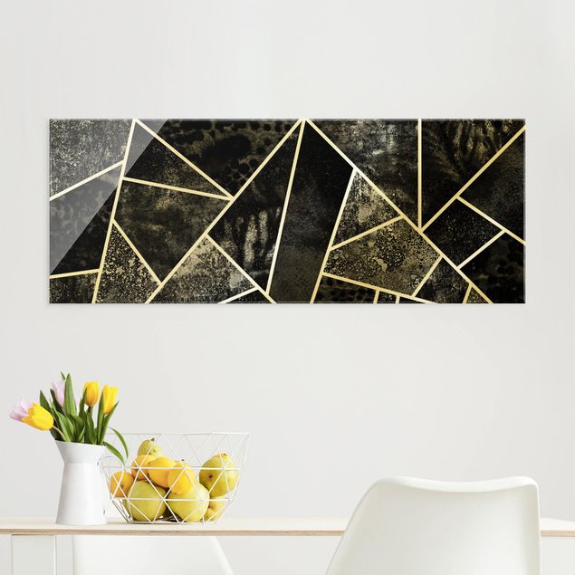 Abstrakte Kunst Bilder Goldene Geometrie - Graue Dreiecke