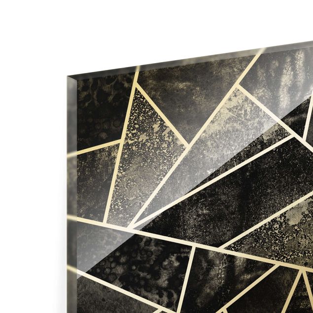 Glasbilder Goldene Geometrie - Graue Dreiecke