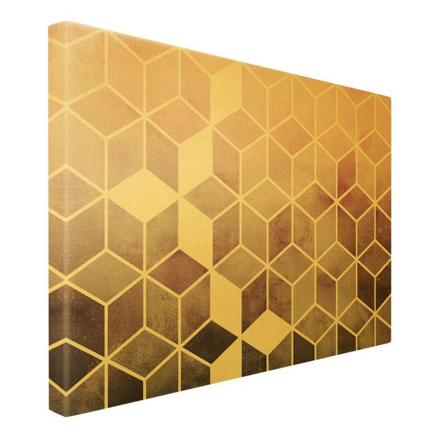 Wandbild Muster Rosa Grau goldene Geometrie
