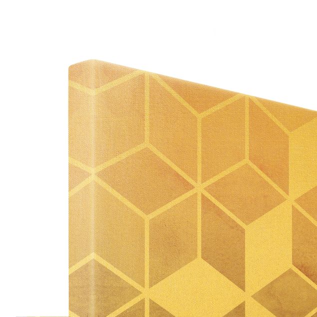 Leinwandbilder Wohnzimmer modern Rosa Grau goldene Geometrie