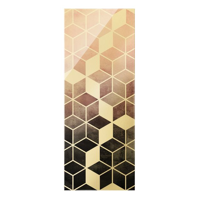 Wandbilder Goldene Geometrie - Rosa Grau
