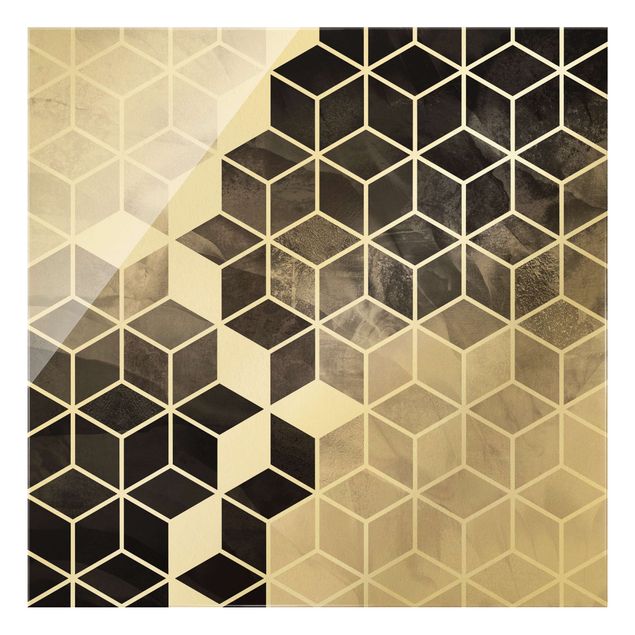 Wandbilder Schwarz Weiß goldene Geometrie