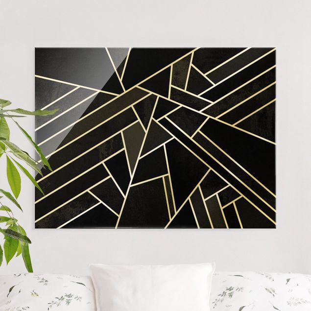 Abstrakte Kunst Bilder Goldene Geometrie - Schwarze Dreiecke