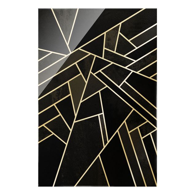 Schöne Wandbilder Goldene Geometrie - Schwarze Dreiecke